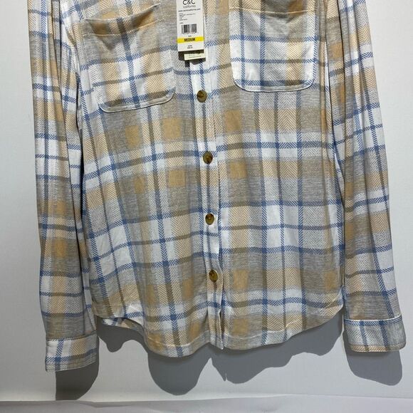 C&C California Women's Multicolor Soft Long Sleeve Button Up Shirt Medium NWT - Picture 3 of 10